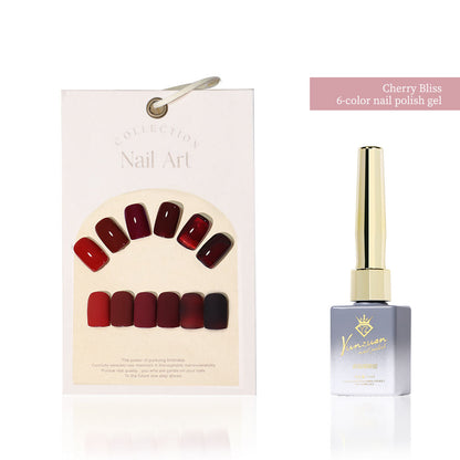 6 Color 15ml Salon Grade Non-Wipe Matte Cherry Red UV LED Nail Gel Set