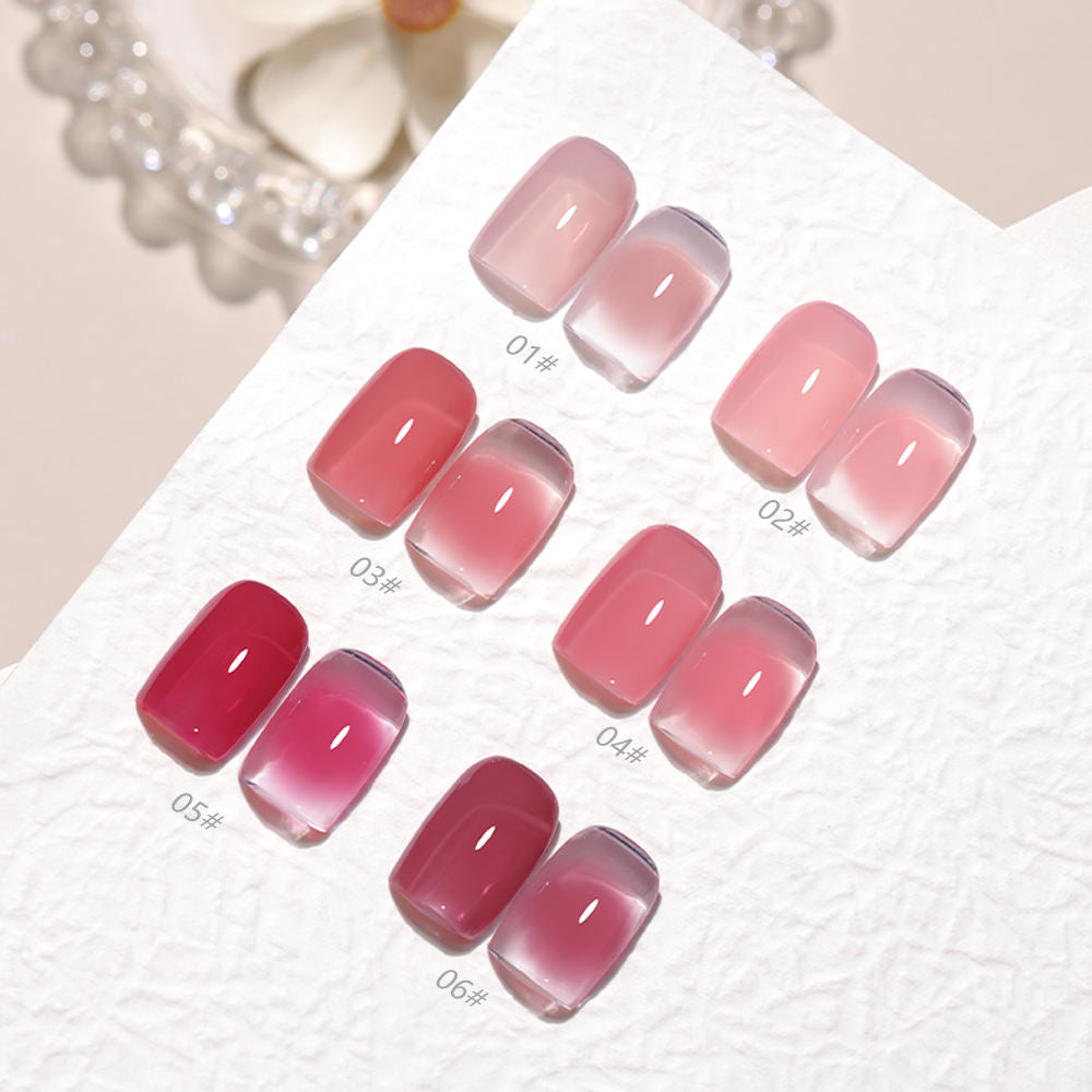 6 Color 15ml Soft Blush Sheer Gradient High Gloss Soak Off UV Nail Gel Polish
