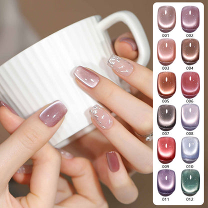 12 Colors 15ml High Density Magnetic Cat Eye UV Nail Gel Set, Large Capacity for Salons
