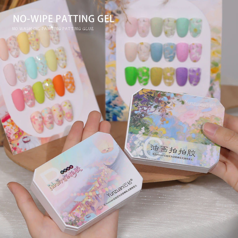 9 Grid Natural Gradient No-Wipe Patting UV Nail Gel, Long-Lasting Silk Smooth Oil Painting Sponge Gel