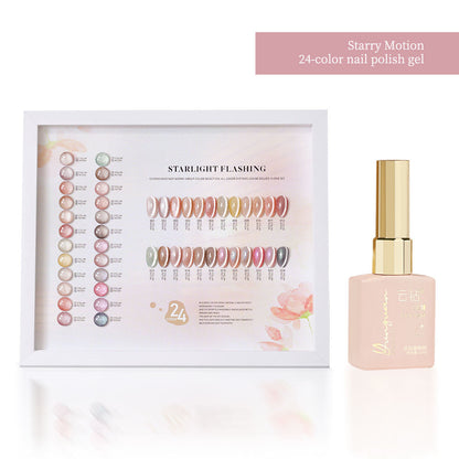 24 Colors 15ml Eco-Friendly Super Sparkling Ice Sand Crystal Cat Eye Nail Gel Set