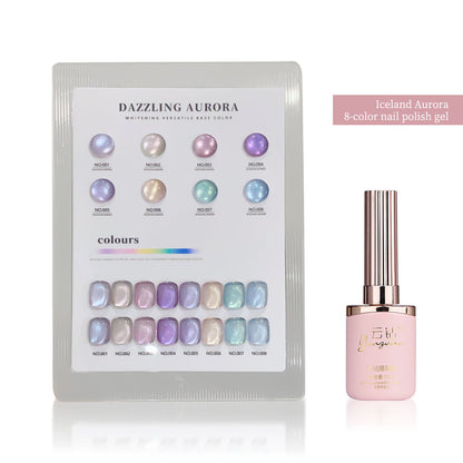 8 Colors 15ml Non-Toxic Long Lasting Ice Transparent Aurora Glass Beads Cat Eye Nail Gel