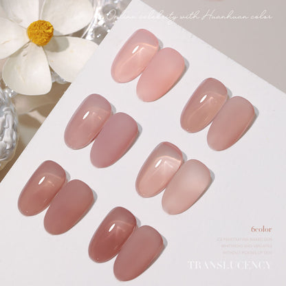 6 Color 15ml Sheer Nude Jelly Builder Gel, Natural Pink Milky Translucent Soak Off UV LED Nail Gel