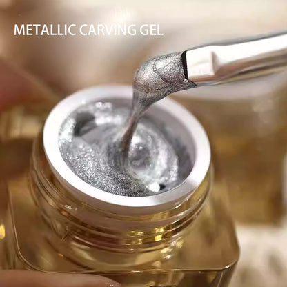 High Density Japanese Style Paintable 3D Relief Painted Pull Wire Nail Polish Set Metallic Carving Gel