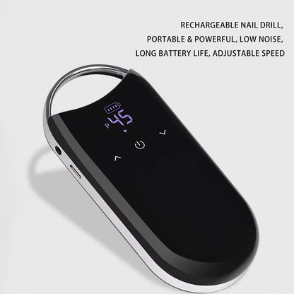 45000RPM Cordless Electric Nail Drill, Touch Screen 2000mAh Alloy Portable Nail File