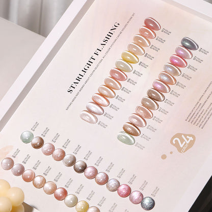 24 Colors 15ml Eco-Friendly Super Sparkling Ice Sand Crystal Cat Eye Nail Gel Set