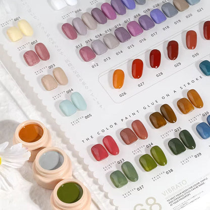 68 Colors 8g Oil Painting No-Wipe Patting Gel, Silk Smooth Natural Gradient Long-Lasting Sponge Nail Gel