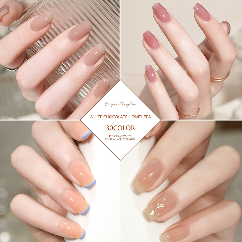 30 Colors Caramel Nude Translucent Nail Gel Polish 15ml UV LED Soak