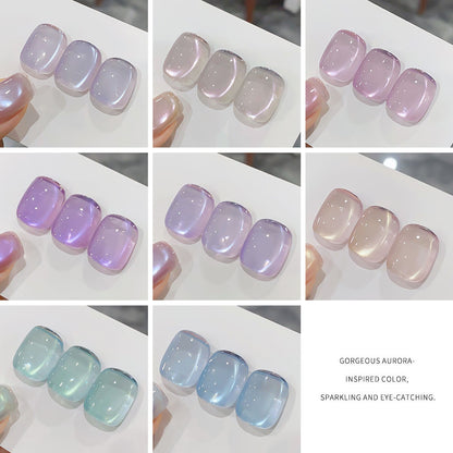 8 Colors 15ml Non-Toxic Long Lasting Ice Transparent Aurora Glass Beads Cat Eye Nail Gel