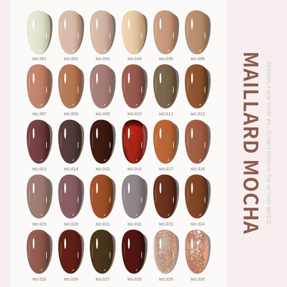 30 Colors  15ML Maillard Caramel Mocha Soak Off UV LED Nail Gel, Early Autumn Trend Color