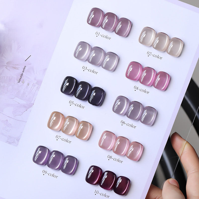 10 Colors 15ml Cloud Diamond Sakura Mauve Cat Eye UV Nail Gel, Shiny Long Lasting Salon Grade