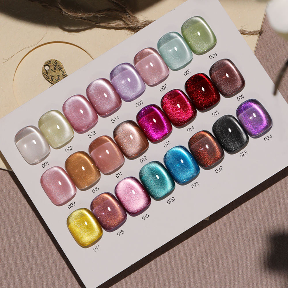 24 Colors 15ml Pearl Cat Eye Magnetic Jelly Shimmer Soak Off UV LED Nail Gel