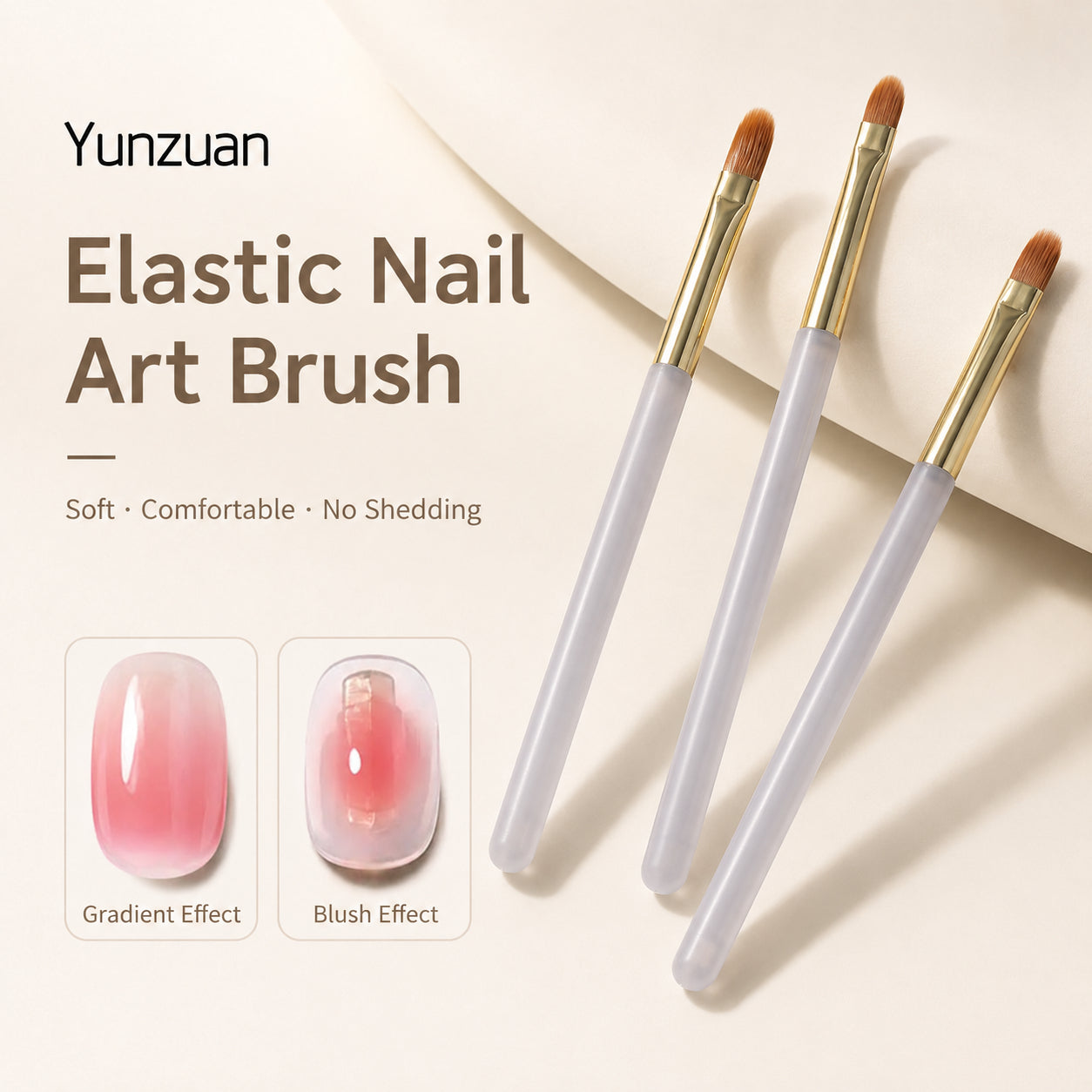 Professional Ombre Gradient Nail Art Brush, Soft Elastic Flat Bristles for Gel Polish