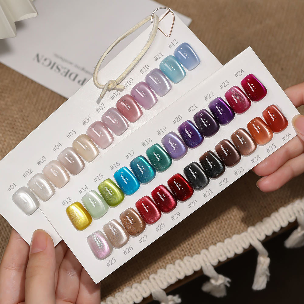 36 Colors Electroplated Porcelain White Glass Beads Phototherapy Nail Polish Cat Eye Gel Nail Polish
