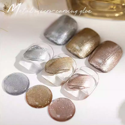 High Density Japanese Style Paintable 3D Relief Painted Pull Wire Nail Polish Set Metallic Carving Gel