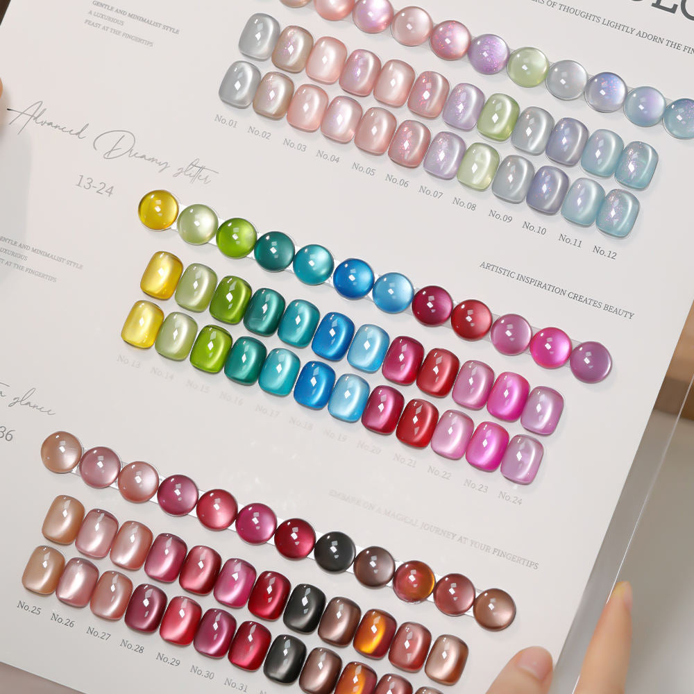 36 Colors Charming Heart Glow Cat Eye Gel Polish Set UV LED Soak