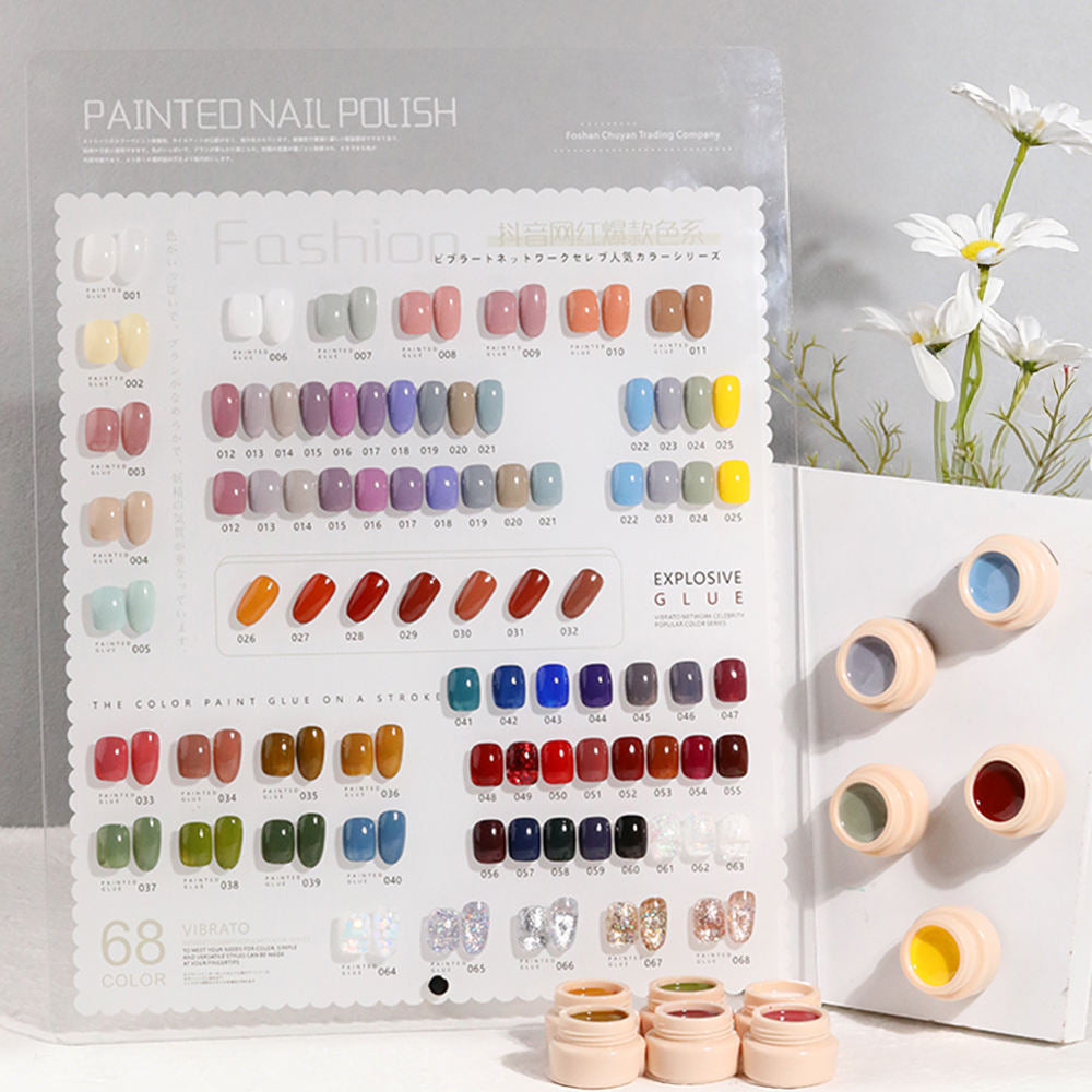 68 Colors 8g Oil Painting No-Wipe Patting Gel, Silk Smooth Natural Gradient Long-Lasting Sponge Nail Gel