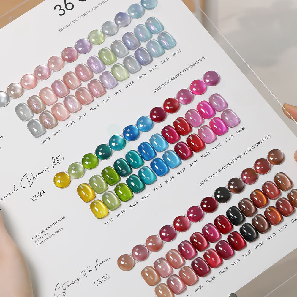 36 Colors Charming Heart Glow Cat Eye Gel Polish Set UV LED Soak