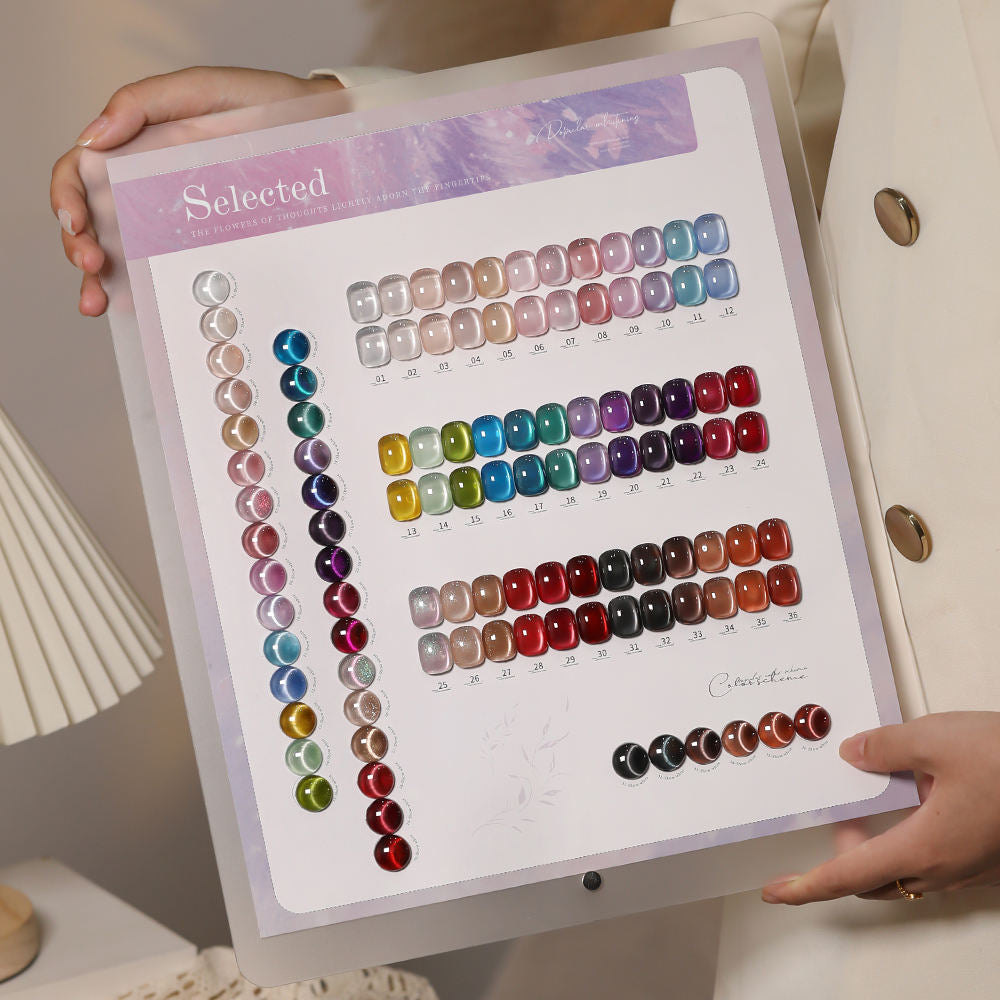 36 Colors Electroplated Porcelain White Glass Beads Phototherapy Nail Polish Cat Eye Gel Nail Polish
