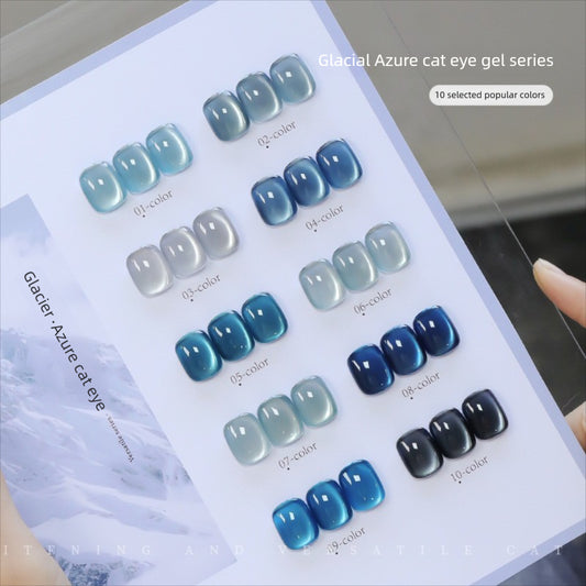 10 Colors 15ml Reflective Glacial Azure Cat Eye UV Nail Gel, Designer Style with Magnet