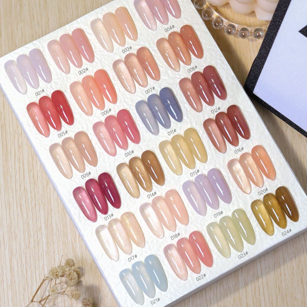 24 Colors Milky Nude Jelly Gel Polish UV LED Soak Off Nail Gel for Salon