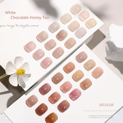 30 Colors Caramel Nude Translucent Nail Gel Polish 15ml UV LED Soak
