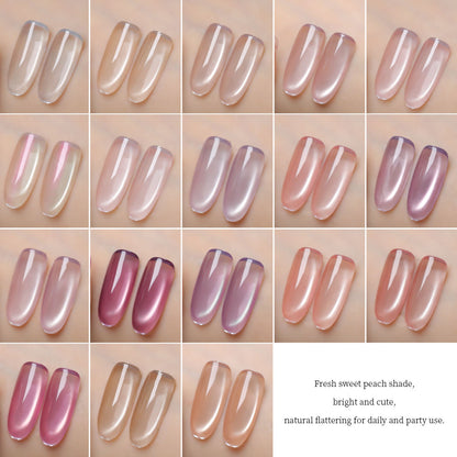 18 Colors 15ml Peach Pearl Jelly Translucent Cat Eye Soak Off UV LED Nail Gel Set