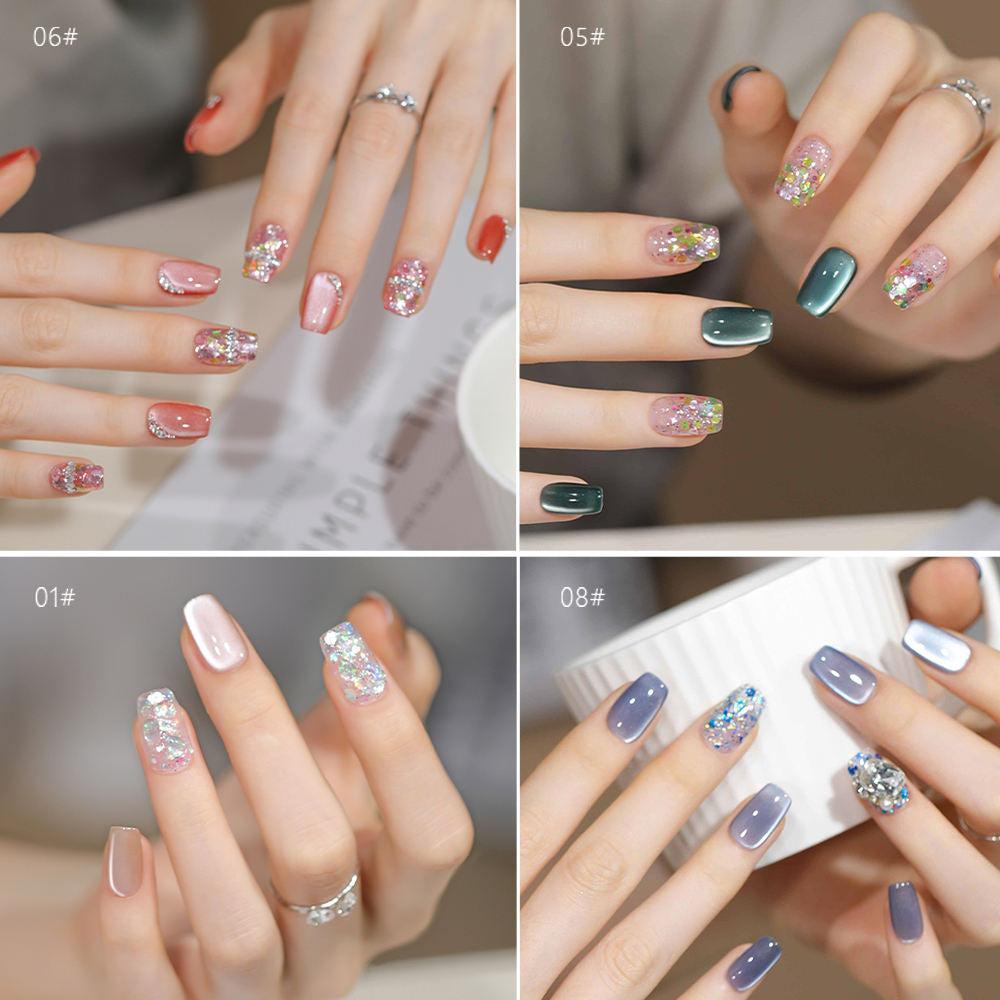 9 Colors Monet Garden Series High Brightness Glitter Sequin UV Nail Gel Set