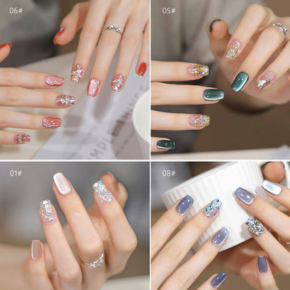 9 Colors Monet Garden Series High Brightness Glitter Sequin UV Nail Gel Set