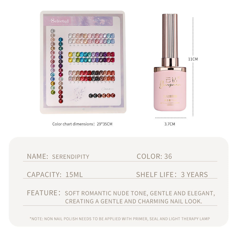 36 Colors Electroplated Porcelain White Glass Beads Phototherapy Nail Polish Cat Eye Gel Nail Polish