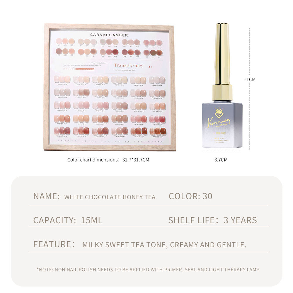 30 Colors Caramel Nude Translucent Nail Gel Polish 15ml UV LED Soak