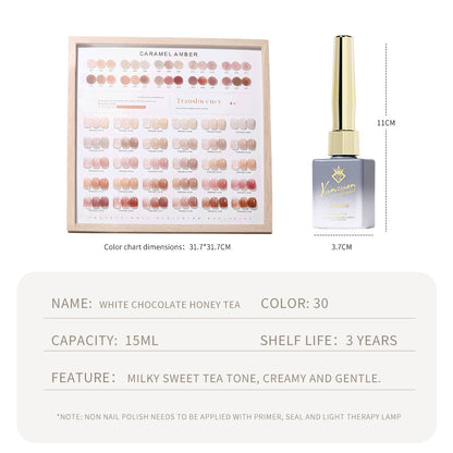 30 Colors Caramel Nude Translucent Nail Gel Polish 15ml UV LED Soak