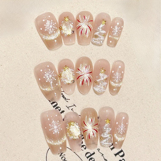 Coffin Short Press On Nails for Romantic Christmas Party