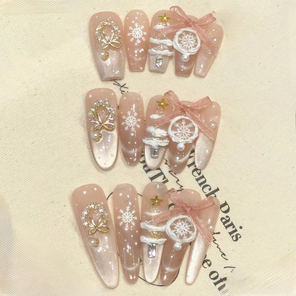 Coffin Medium Press On Nails for Winter Wonderland Glam