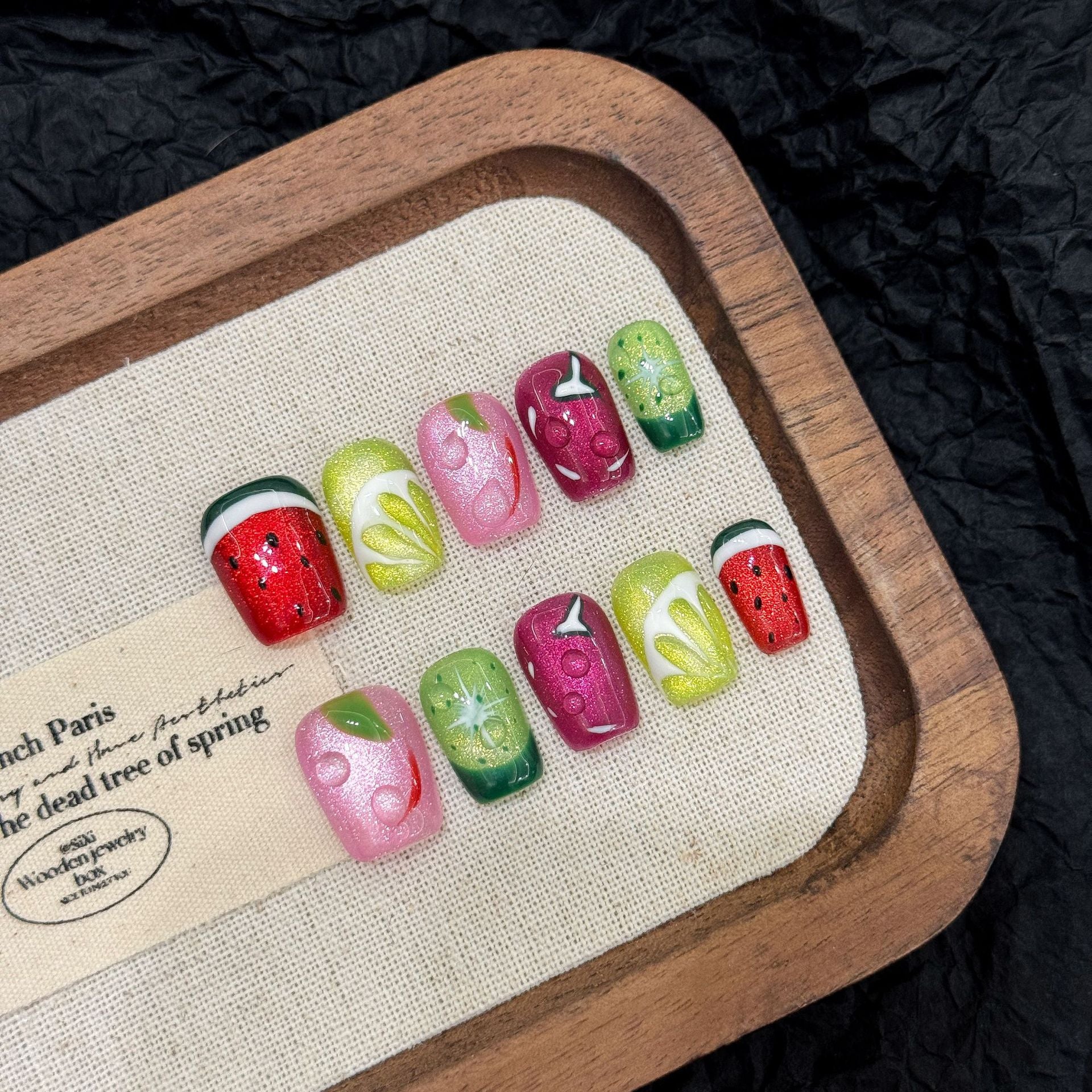 KAPOWNAILS Fruit - Themed Press - ons, Colorful Watermelon & Lemon Designs