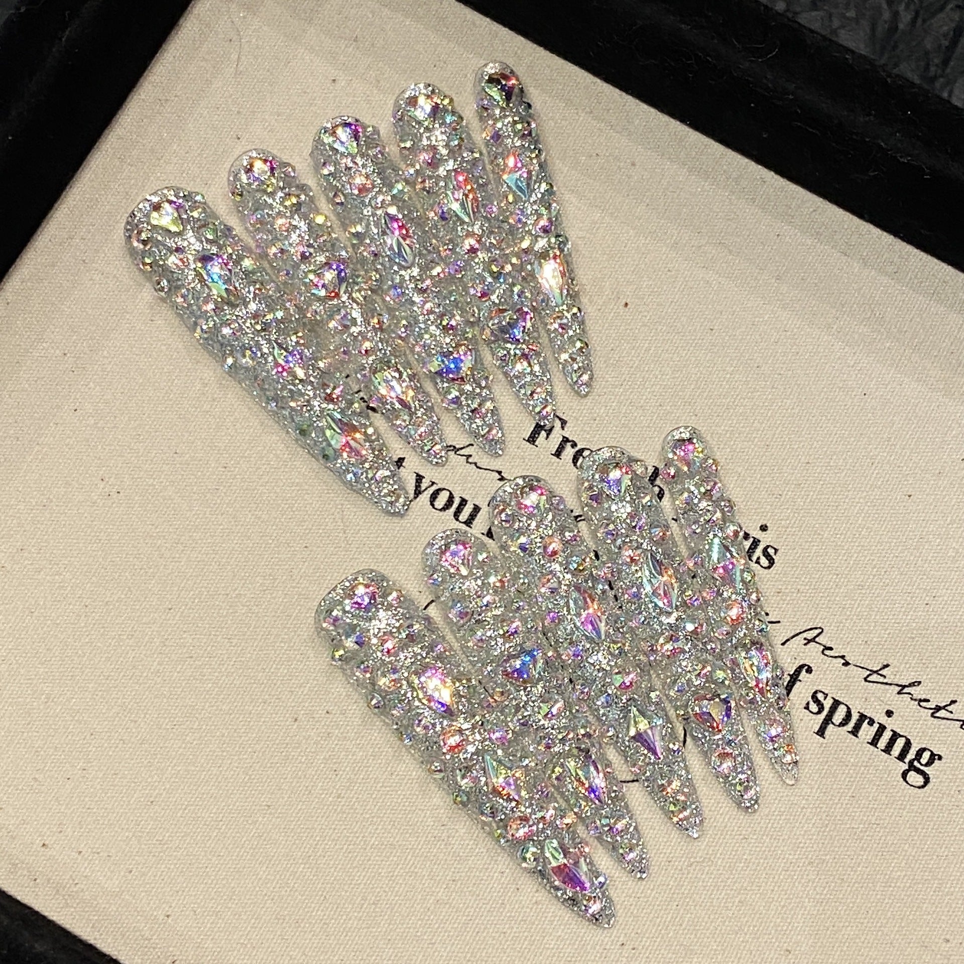 KAPOWNAILS AB Rhinestone Stiletto Press - on Nails, Full - Bling Sparkly Party Wearable Art