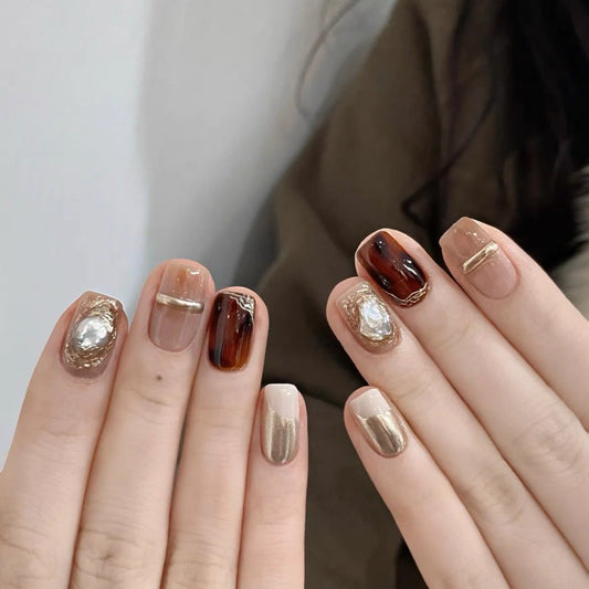 Coffin Short Press On Nails - Handcrafted