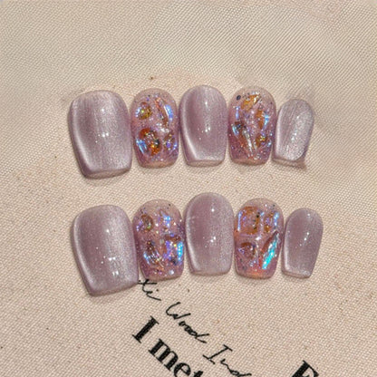 Coffin Short Press On Nails for Dreamy Lavender Vibes