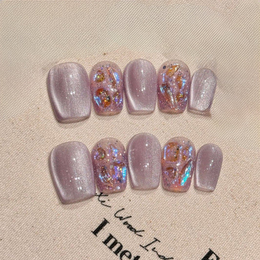 Coffin Short Press On Nails for Dreamy Lavender Vibes