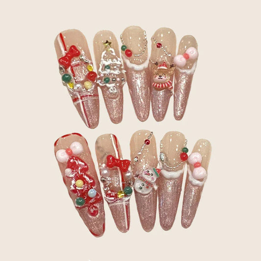 Stiletto Long Press On Nails for Luxury Christmas Jewels