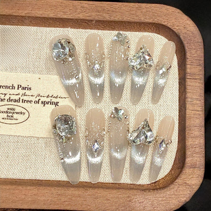 Stiletto Long Press On Nails for Bridal Elegance