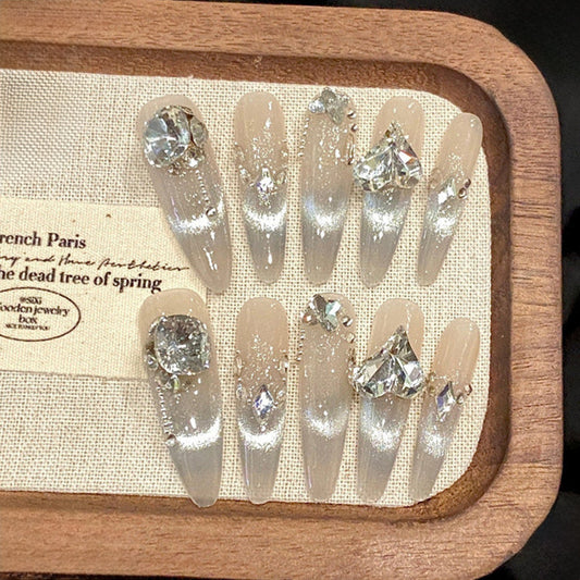 Stiletto Long Press On Nails for Bridal Elegance