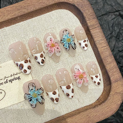 Almond Press On Nails for Spring Garden Party Vibes
