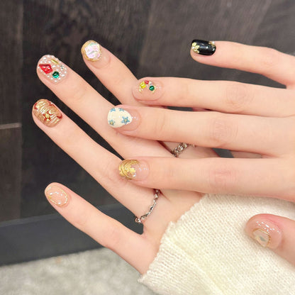 Premium celestial squoval nails with 3D embellishments, moon & star charms - Damage-free, reusable luxury - Bold statement beauty