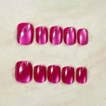 Premium squoval nails for glamorous impact - magenta pink metallic chrome, mirror-like finish, high-gloss coating, rich shimmer, perfect for bold celebrations