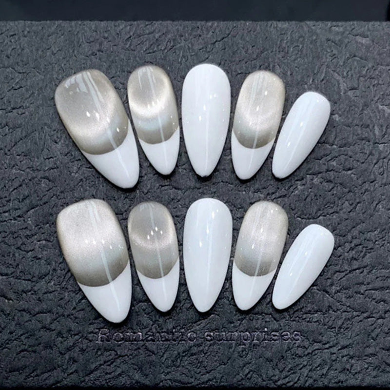 Handmade Almond Press-On Nails - Minimalist Chic