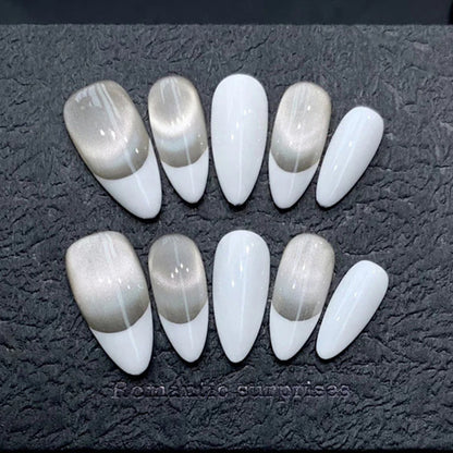 Handmade Almond Press-On Nails - Minimalist Chic