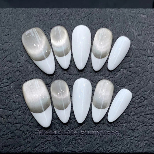 Handmade Almond Press-On Nails - Minimalist Chic