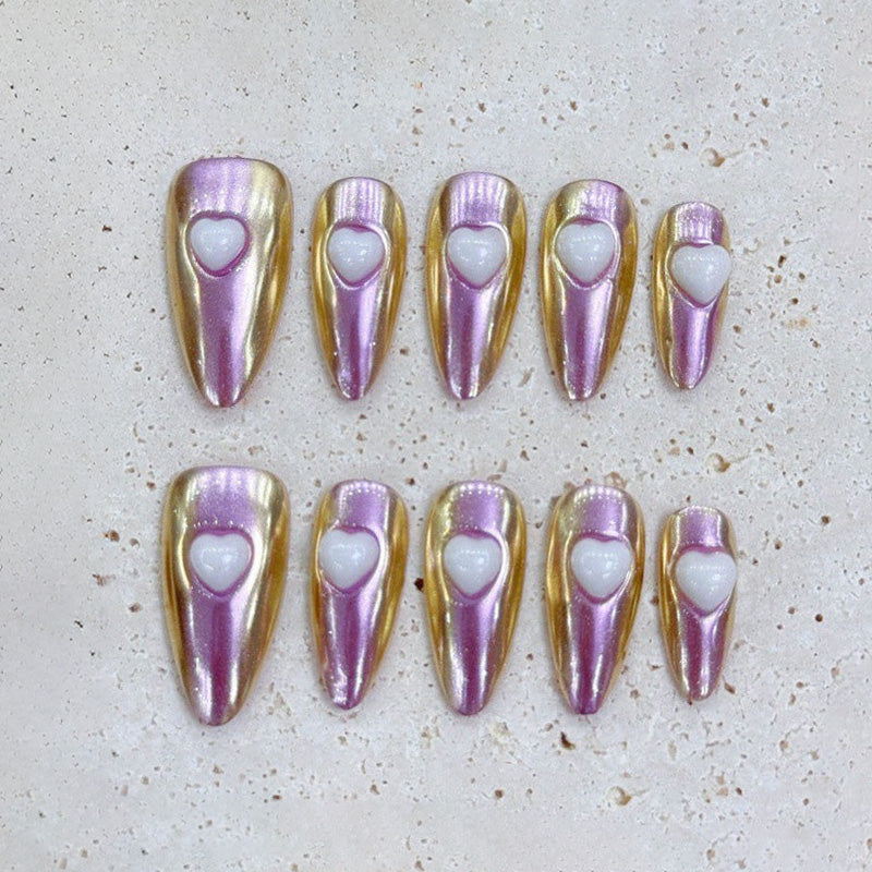 Rose Gold Mirror Chrome Almond Press On Nails