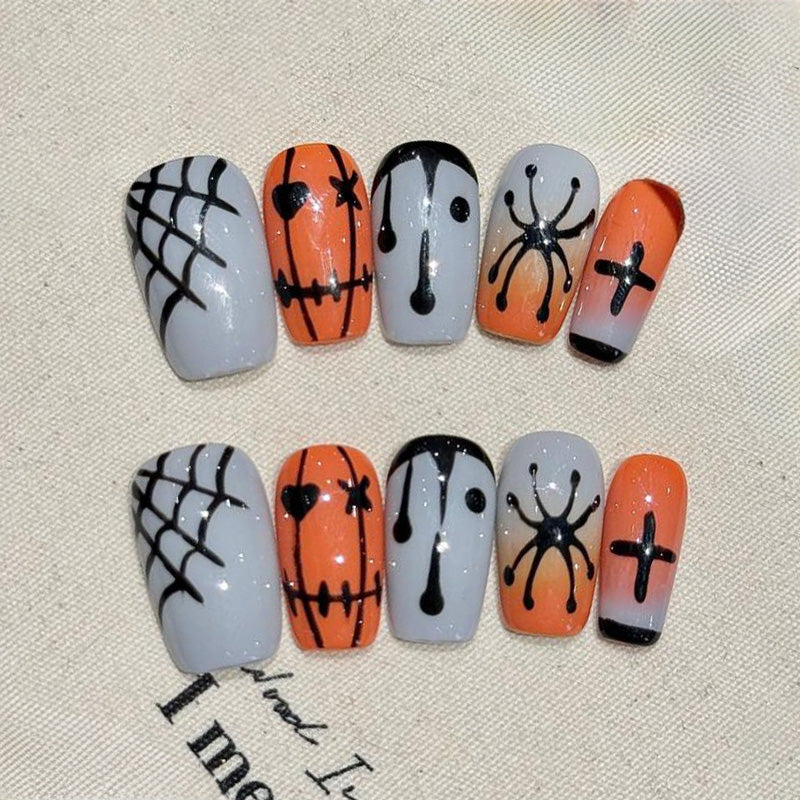 Halloween Spooky Spider Coffin Medium Press On Nails
